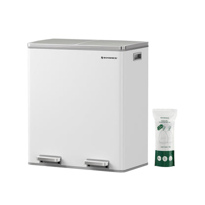 Pattumiera doppia SONGMICS, 2 bidoni della spazzatura da 8 galloni, acciaio inossidabile