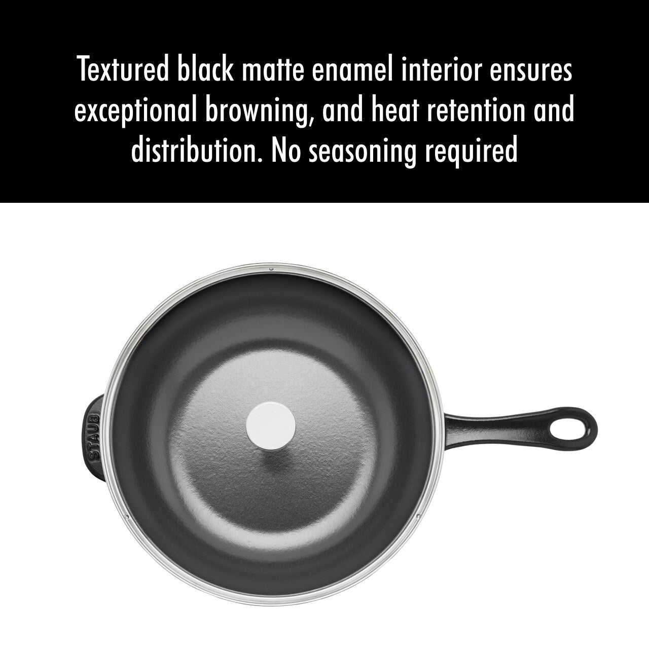 STAUB Padella in ghisa da 2,9 qt con coperchio in vetro