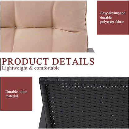 Set da bistrot a dondolo per patio da esterno in metallo nero SUNCROWN da 3 pezzi