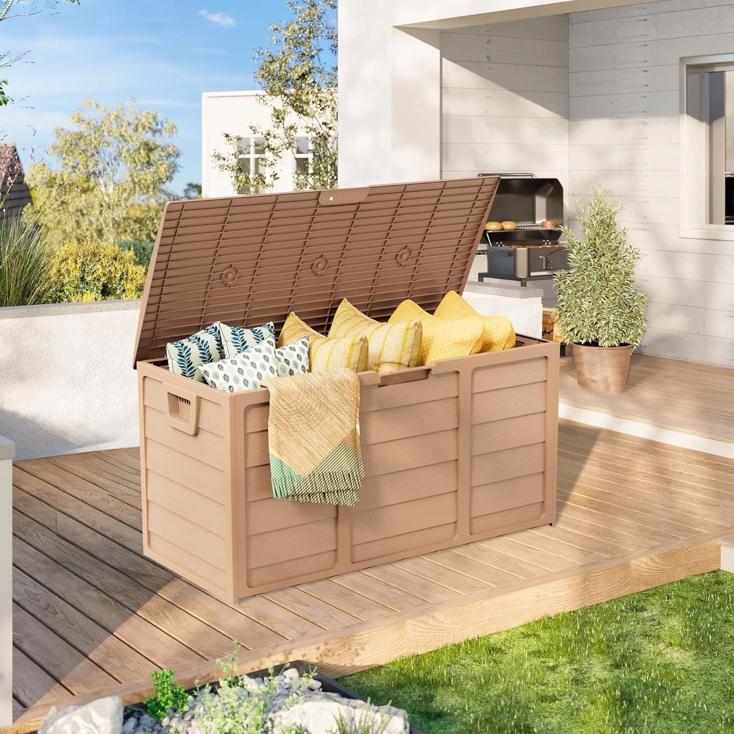 SUNCROWN 75-120 galloni di resina resistente alle intemperie per esterni, contenitore per mobili e forniture