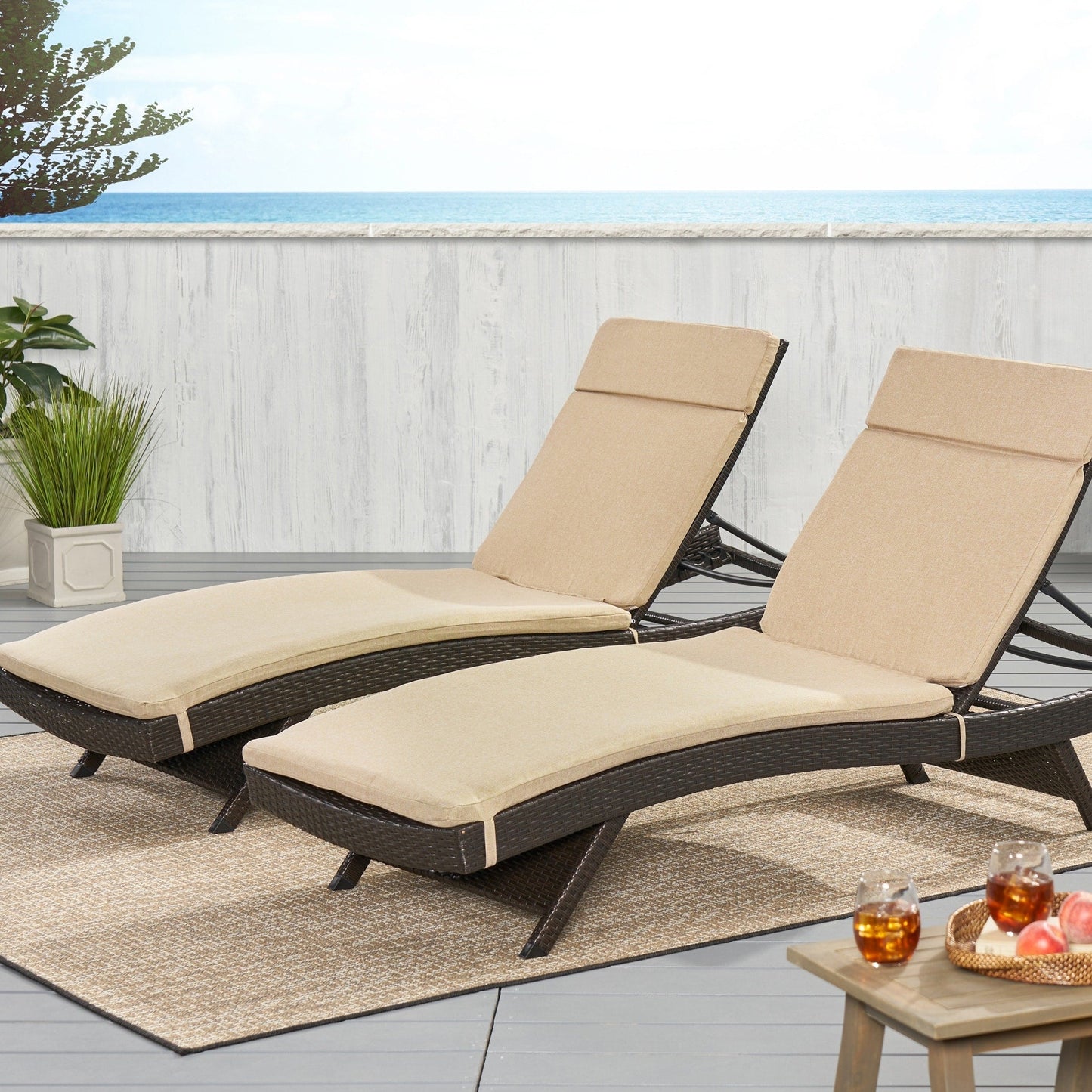 Set di cuscini da esterno Salem per chaise longue - Solo cuscini (set di 2) di Christopher Knight Home - 79,25 L x 27,50 W x 1,50 H