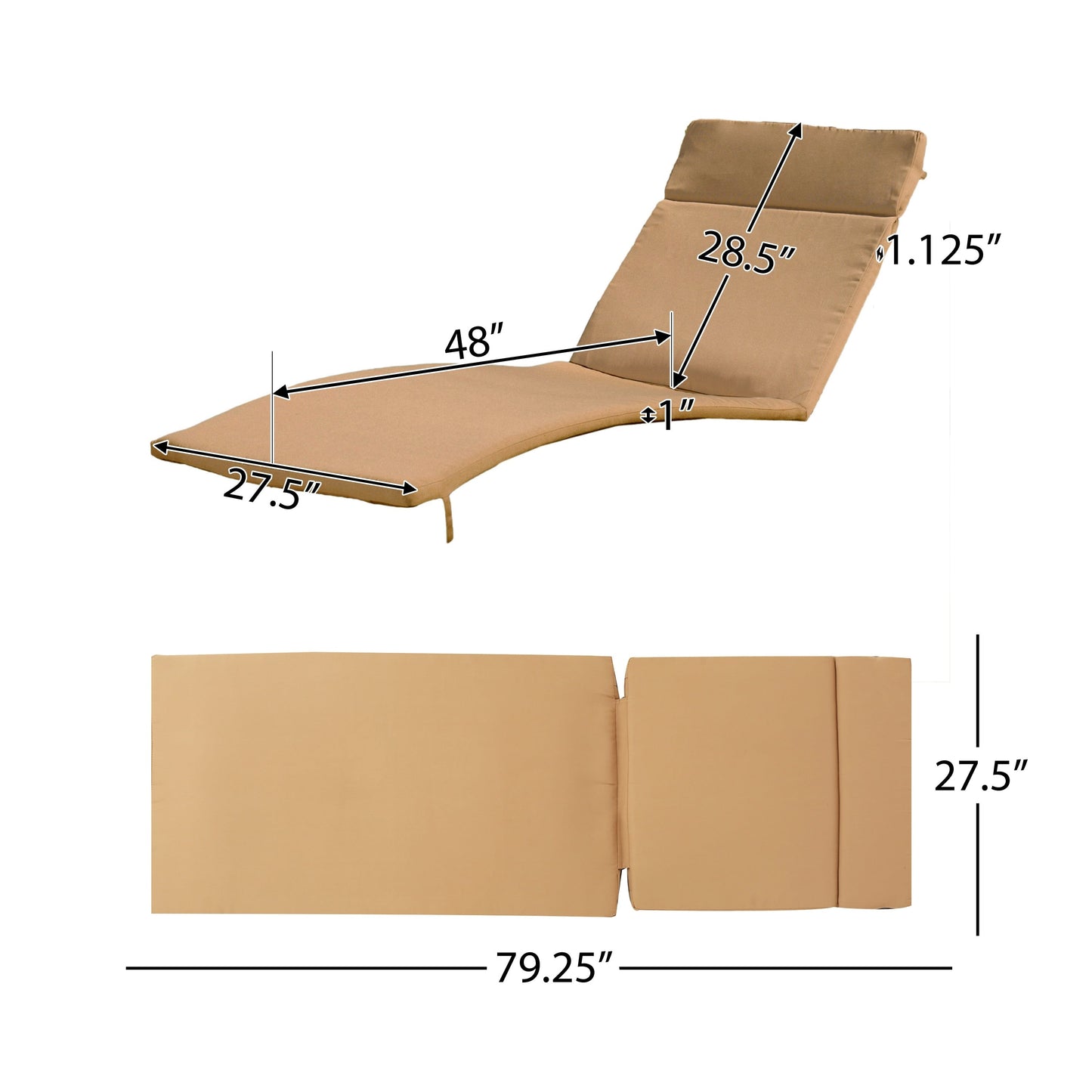 Set di cuscini da esterno Salem per chaise longue - Solo cuscini (set di 2) di Christopher Knight Home - 79,25 L x 27,50 W x 1,50 H