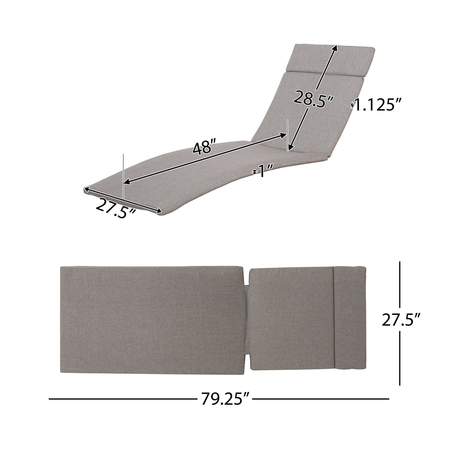 Set di cuscini da esterno Salem per chaise longue - Solo cuscini (set di 2) di Christopher Knight Home - 79,25 L x 27,50 W x 1,50 H