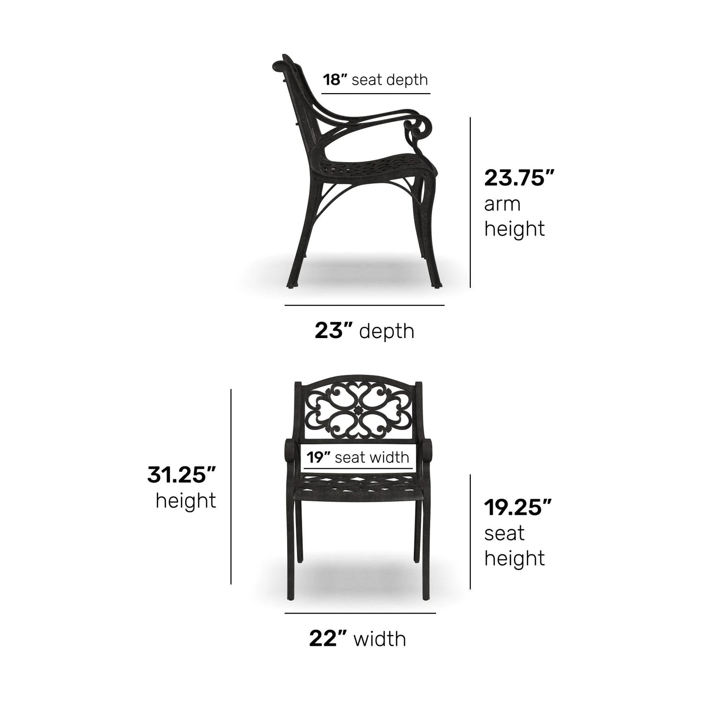 Set da pranzo per esterni Sanibel in alluminio color bronzo da 7 pezzi con tavolo da pranzo ovale da 72 pollici e sei poltrone di Homestyles