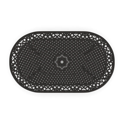 Set da pranzo per esterni Sanibel in alluminio color bronzo da 7 pezzi con tavolo da pranzo ovale da 72 pollici e sei poltrone di Homestyles