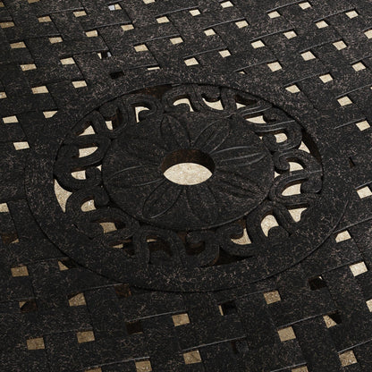 Set da pranzo per esterni Sanibel in alluminio color bronzo da 7 pezzi con tavolo da pranzo ovale da 72 pollici e sei poltrone di Homestyles