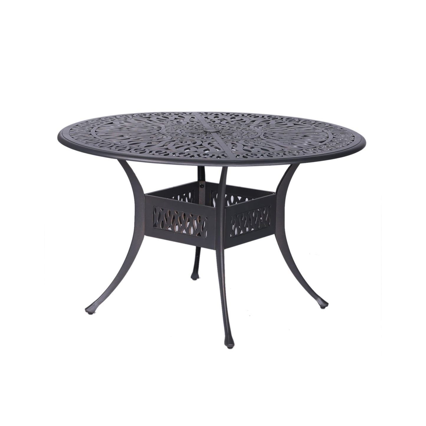 Set da pranzo rotondo in alluminio Saratoga da 5 pezzi con cuscini Sunbrella - I migliori mobili da esterno
