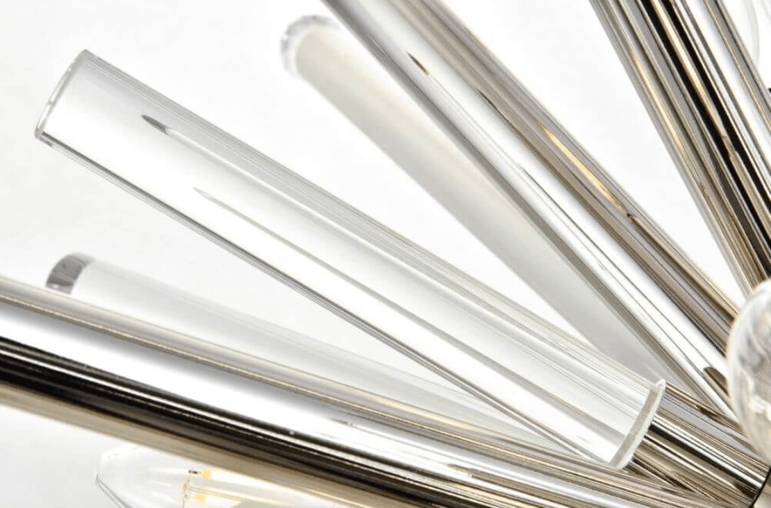 Lampadario Maxwell 38 da 14 luci in nichel lucido e cristallo taglio reale trasparente