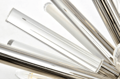 Lampadario Maxwell 38 da 14 luci in nichel lucido e cristallo taglio reale trasparente