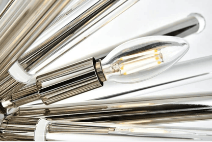 Lampadario Maxwell 38 da 14 luci in nichel lucido e cristallo taglio reale trasparente