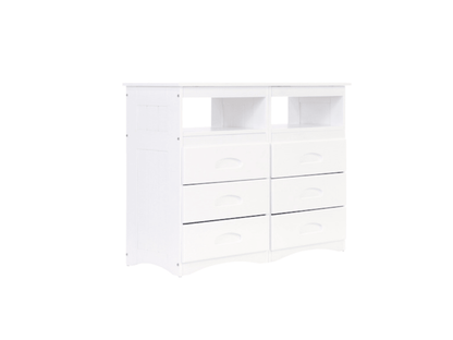 Cassettiera bianca con 6 cassetti per l'intrattenimento