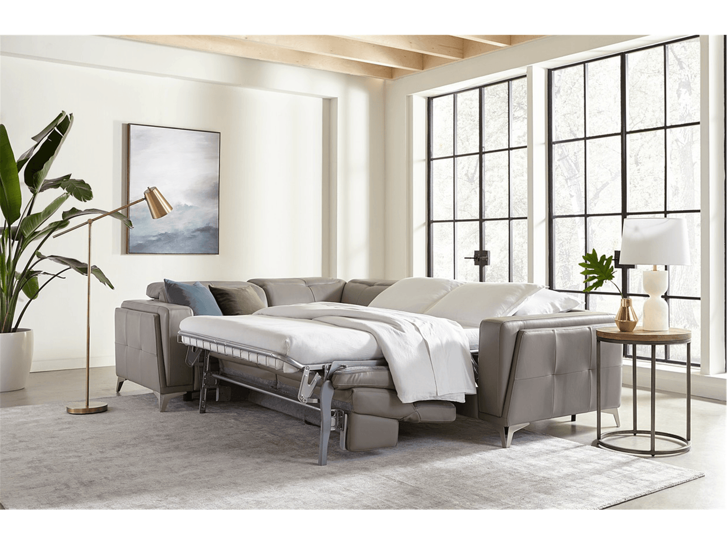 Divano componibile in pelle Kami