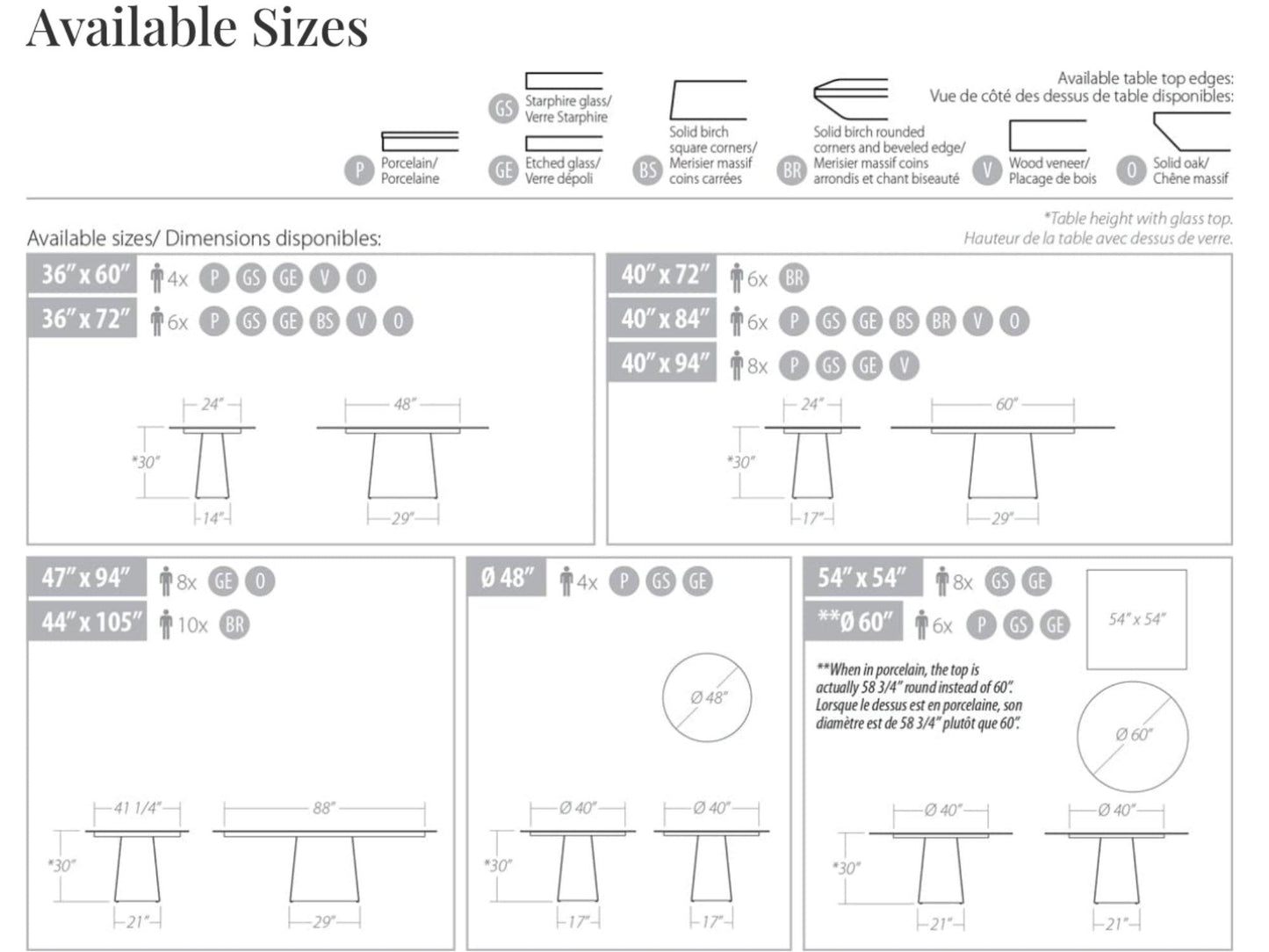 Tavolo rotondo scarlatto 60 pollici