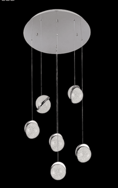 Lampadario a sospensione Globe Slider 6 rotondo 20 pollici x 22H cristallo imperiale argento