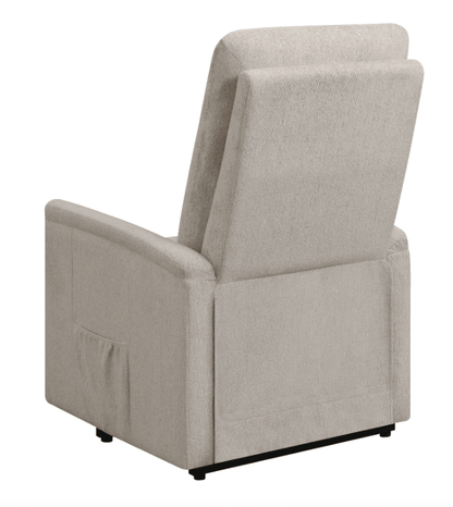 Poltrona reclinabile elettrica Henrietta con tasca portaoggetti beige