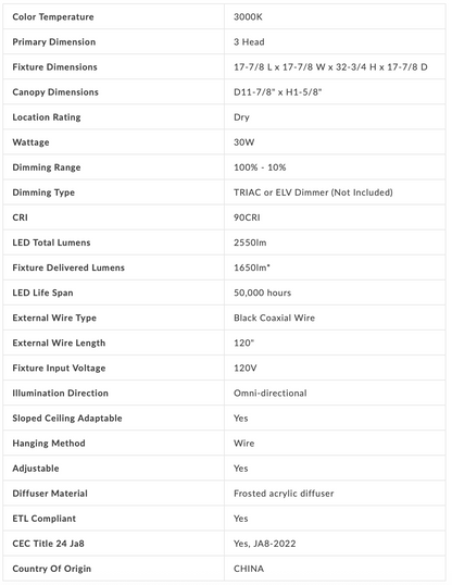 Lampada a sospensione Hera a 3 luci