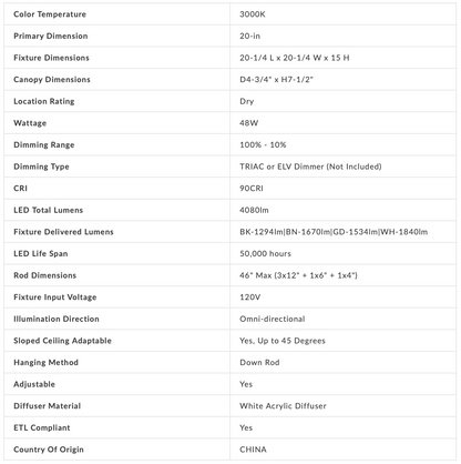 Pendente Starburst da 20 pollici