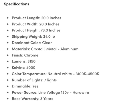 LAMPADARIO SPADES 72