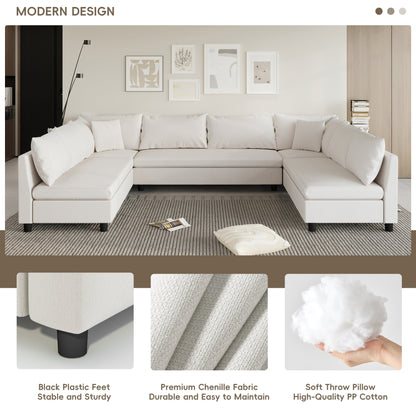 Divano componibile, set di divani reversibili in ciniglia a forma di U, combinazione libera, divano convertibile oversize da 8 posti