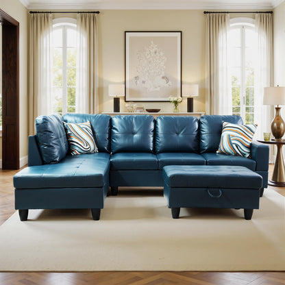 Divano per soggiorno in pelle sintetica semi-PU, 3 pezzi