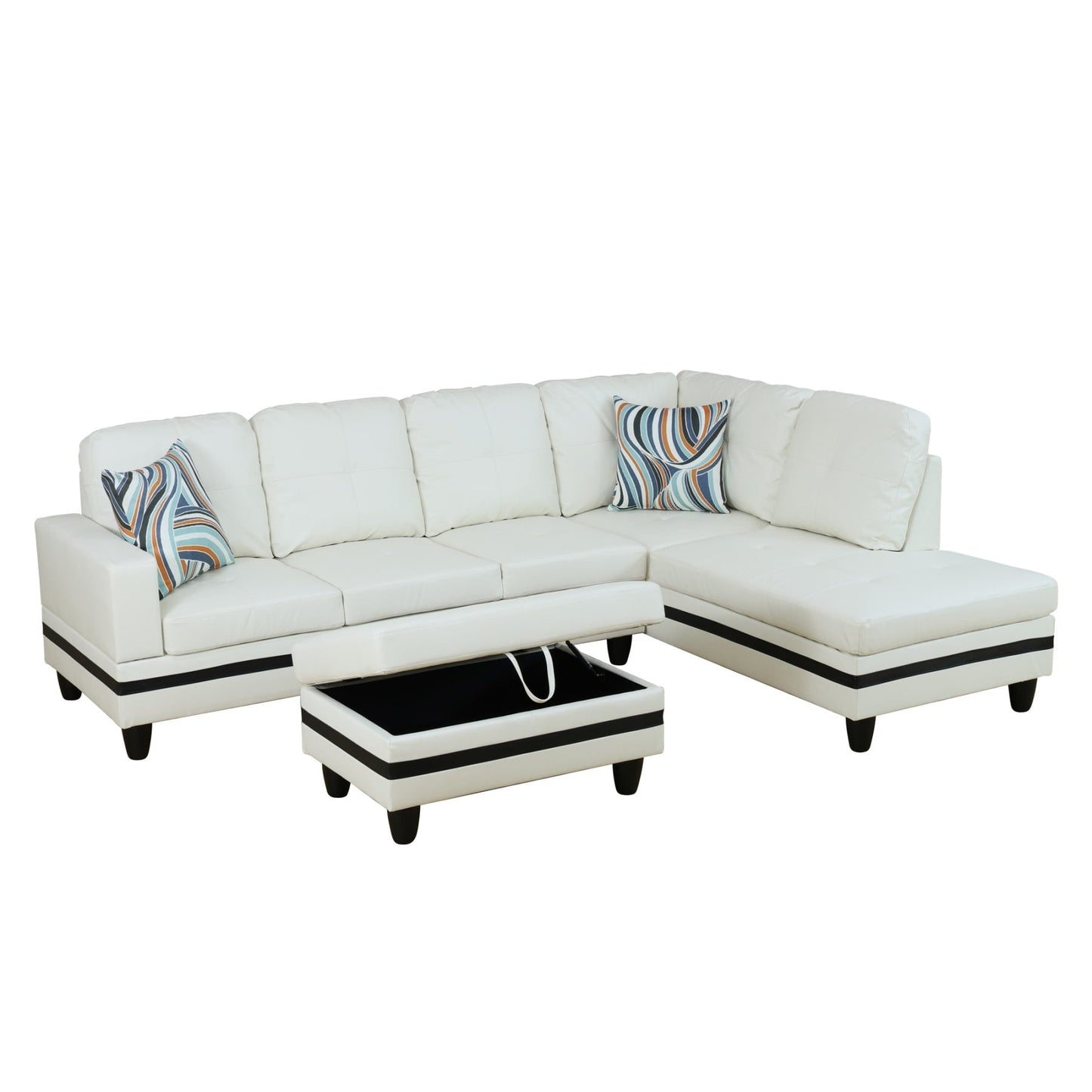 Divano per soggiorno in pelle sintetica semi-PU, 3 pezzi