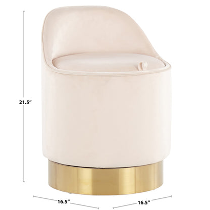 Sgabello girevole in velluto Silver Orchid Corday