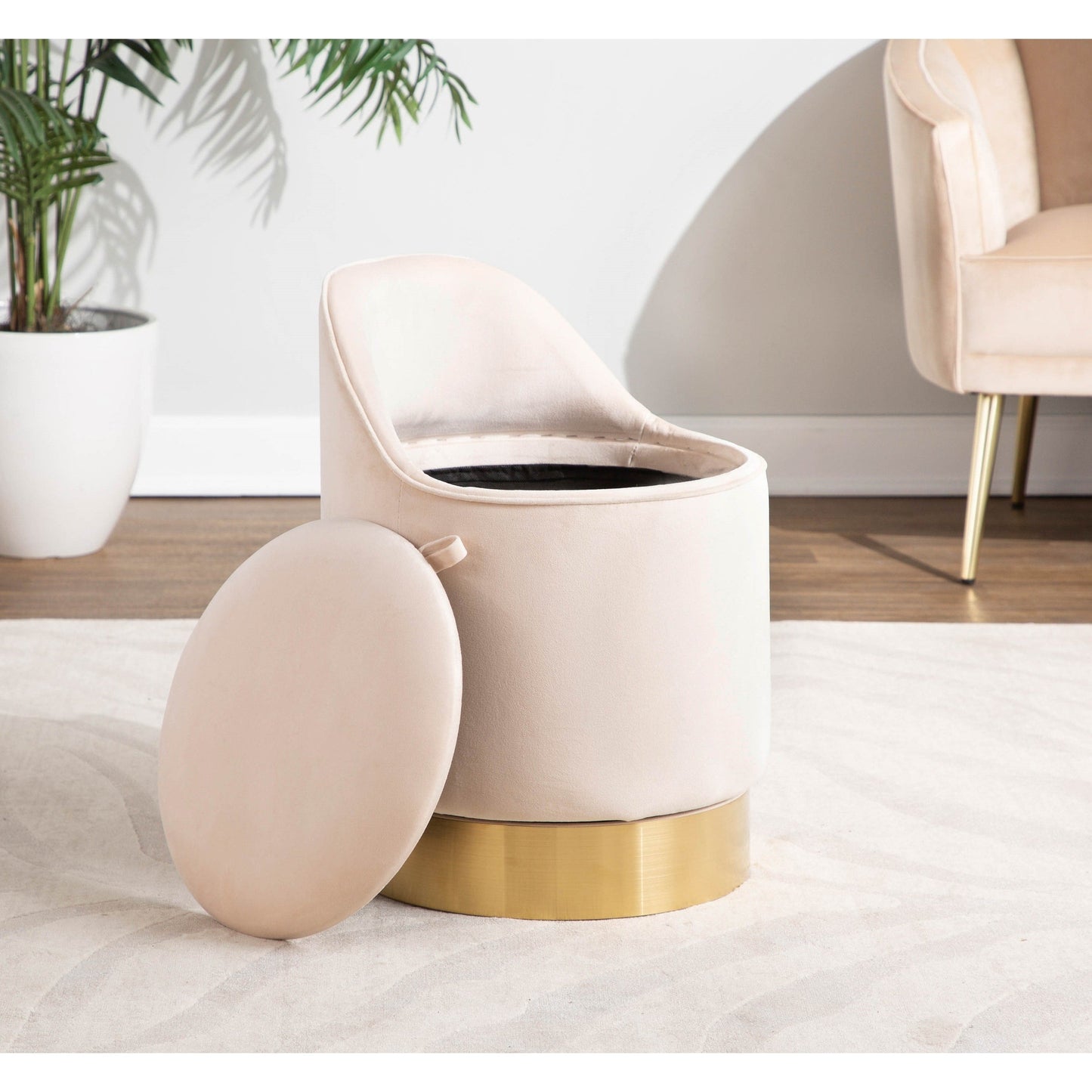 Sgabello girevole in velluto Silver Orchid Corday