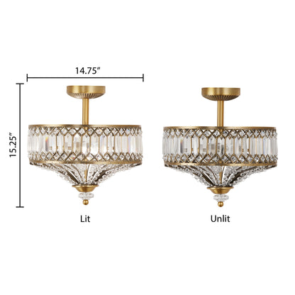 Lampada da soffitto semi-incassata in vetro a più livelli Silver Orchid Furey bronzo/oro - 14,75 L x 14,75 W x 15,25 H