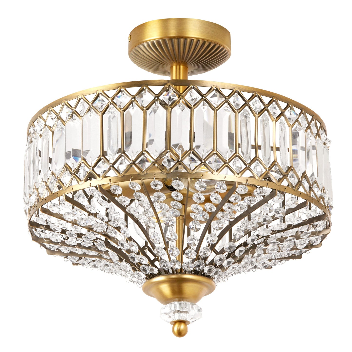 Lampada da soffitto semi-incassata in vetro a più livelli Silver Orchid Furey bronzo/oro - 14,75 L x 14,75 W x 15,25 H
