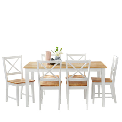 Set da pranzo Simple Living Crossback bianco/naturale da 7 pezzi