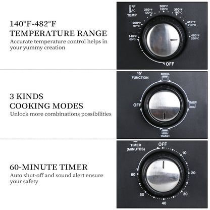 Forno tostapane semplice con capacità di 20 litri, tostapane da banco compatto, facile da controllare con timer, cottura, grigliatura e tostatura.