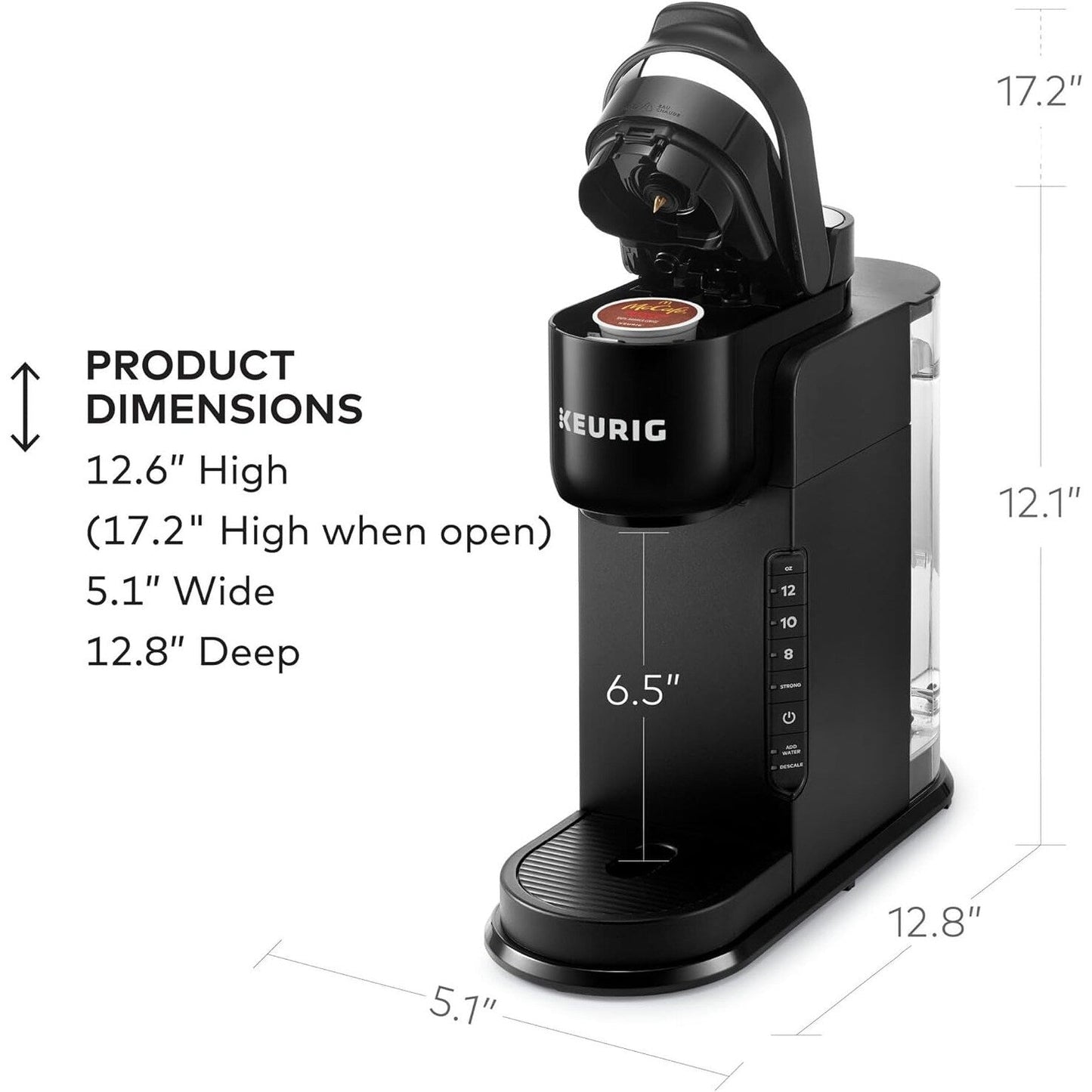 Macchina per caffè K-Cup monodose, 3 livelli di infusione, infusione forte, serbatoio da 42 once, nera