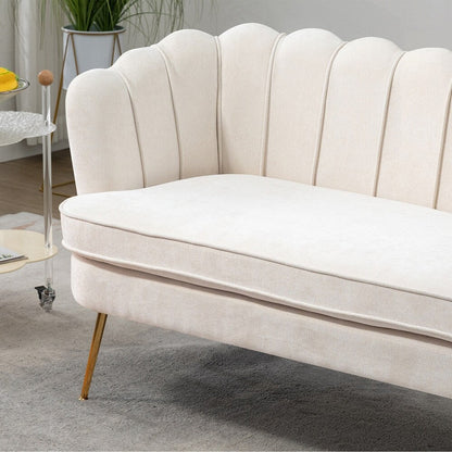 Divano a due posti per mini-stanze con gambe in metallo dorato - 2 posti