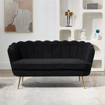 Divano a due posti per mini-stanze con gambe in metallo dorato - 2 posti