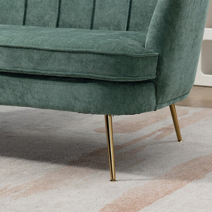 Divano a due posti per mini-stanze con gambe in metallo dorato - 2 posti