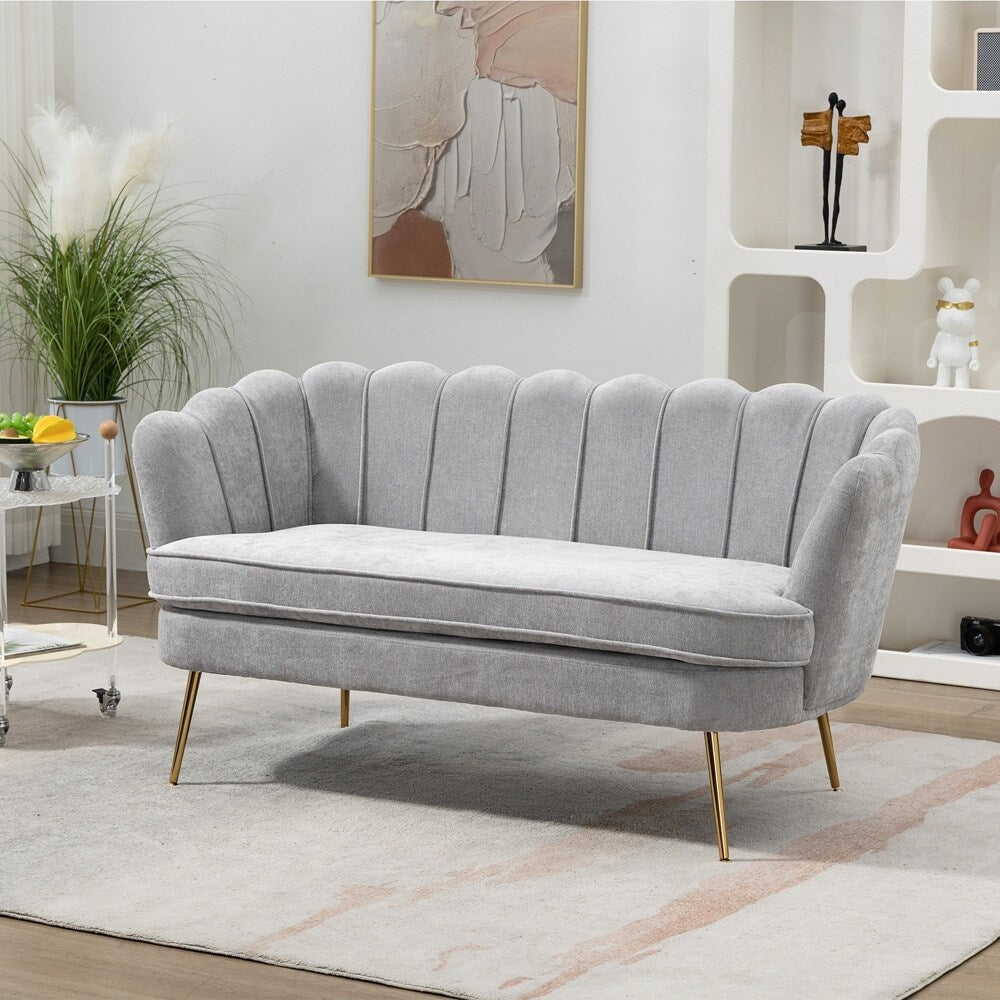 Divano a due posti per mini-stanze con gambe in metallo dorato - 2 posti