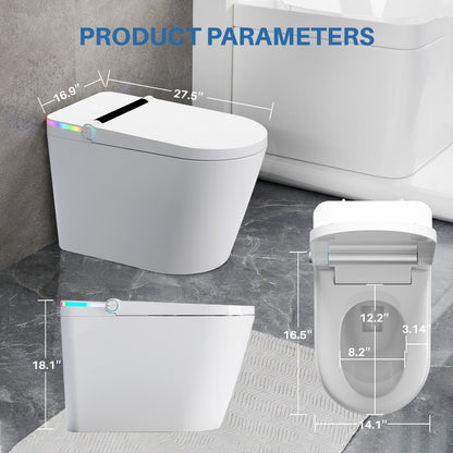 WC intelligente, WC bidet monoblocco per bagni, WC moderno allungato con acqua calda, doppio scarico automatico, funzionamento con sensore a pedale