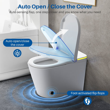 WC intelligente, WC bidet monoblocco per bagni, WC moderno allungato con acqua calda, doppio scarico automatico, funzionamento con sensore a pedale