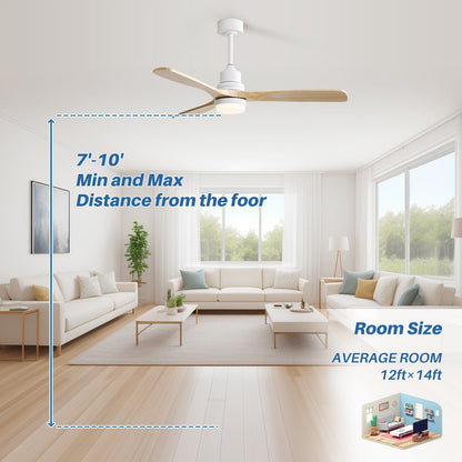 Ventilatore da soffitto in legno per interni Sofucor 52 con telecomando, luce integrata opzionale