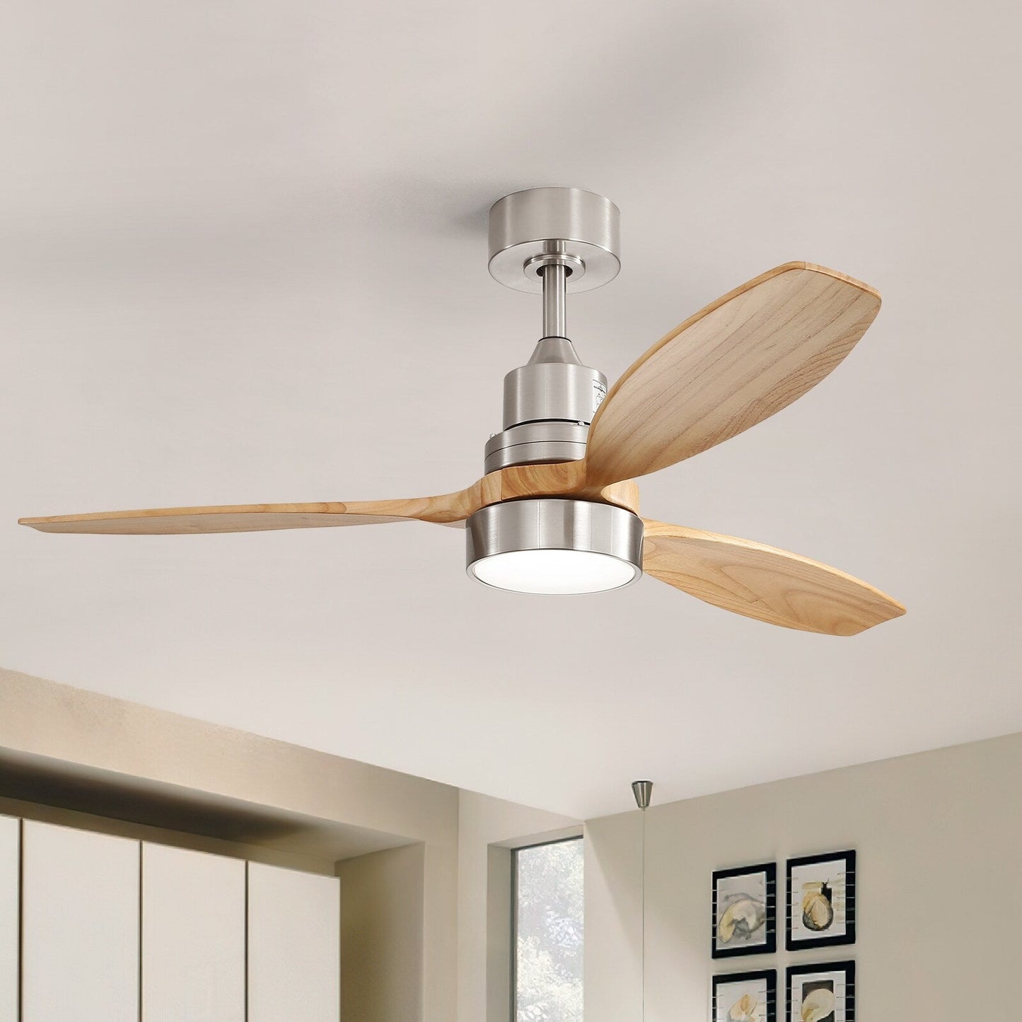 Ventilatore da soffitto in legno per interni Sofucor 52 con telecomando, luce integrata opzionale
