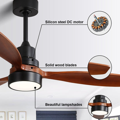Ventilatore da soffitto in legno per interni Sofucor 52 con telecomando, luce integrata opzionale