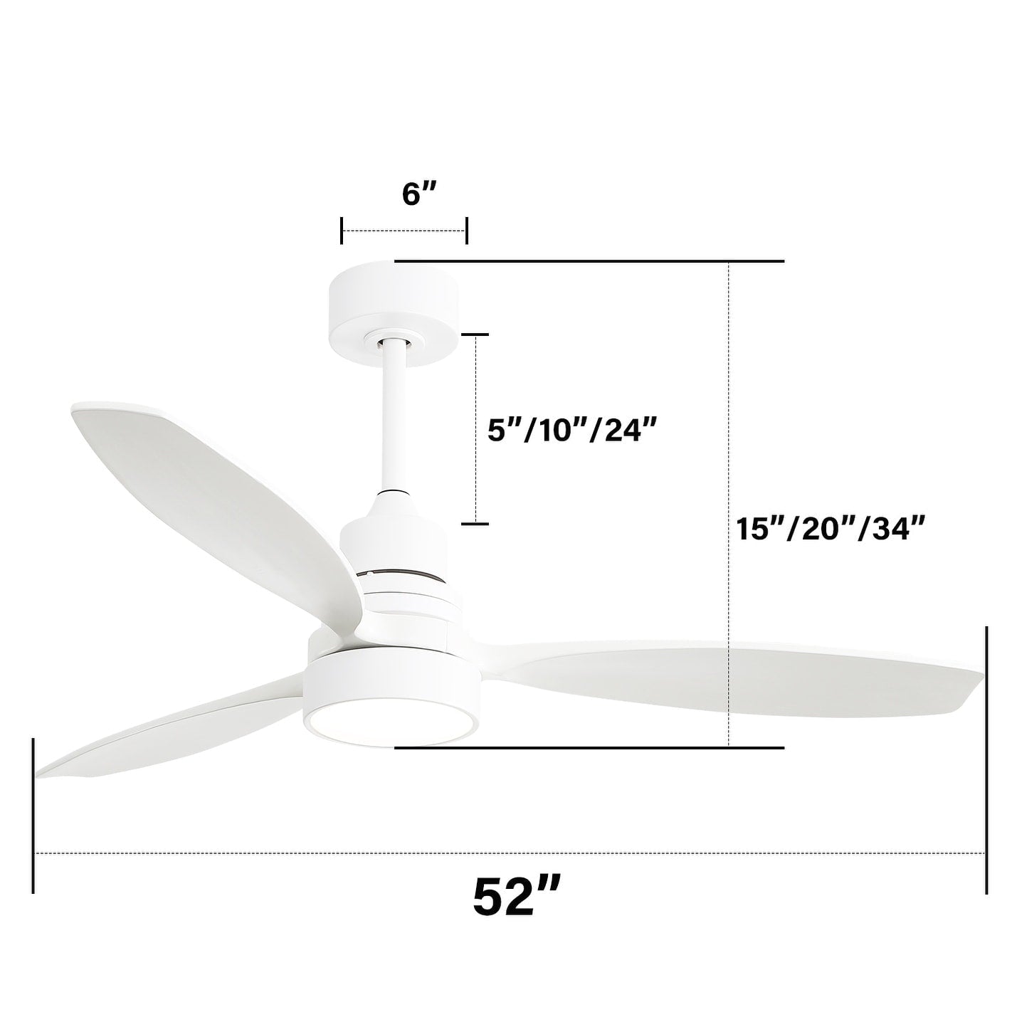 Ventilatore da soffitto in legno per interni Sofucor 52 con telecomando, luce integrata opzionale