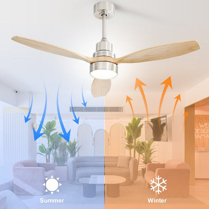 Ventilatore da soffitto in legno per interni Sofucor 52 con telecomando, luce integrata opzionale