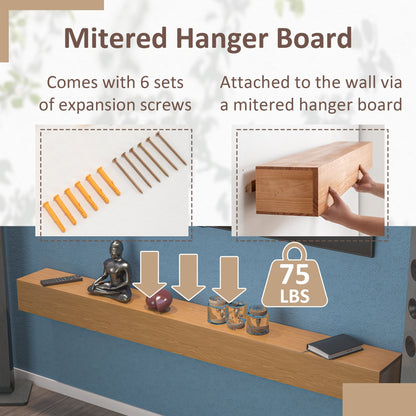 Mensola sospesa per camino in pino massello da parete