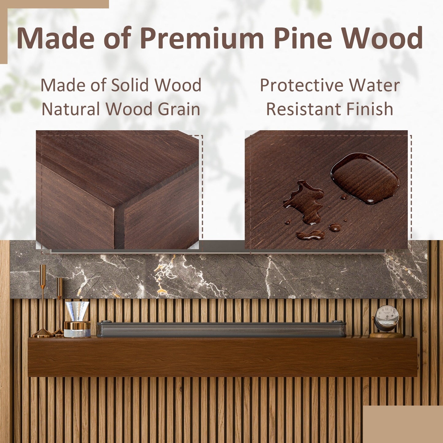 Mensola sospesa per camino in pino massello da parete