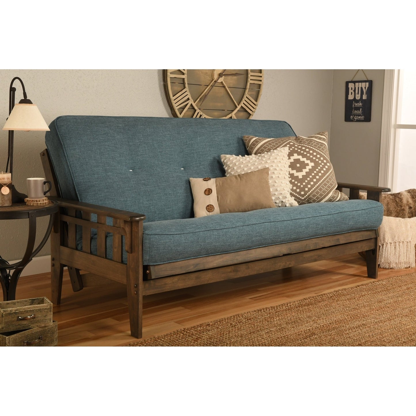Set futon rustico Somette Tucson in noce full-size con materasso