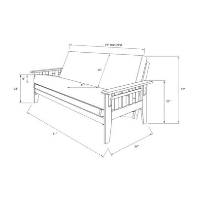 Set futon rustico Somette Tucson in noce full-size con materasso