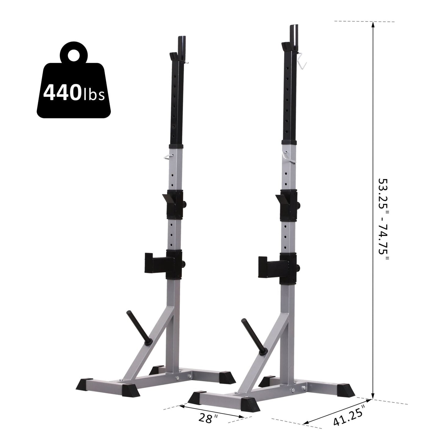 Soozier Steel Rack per squat/panca con bilanciere regolabile in altezza in 2 pezzi - N/D