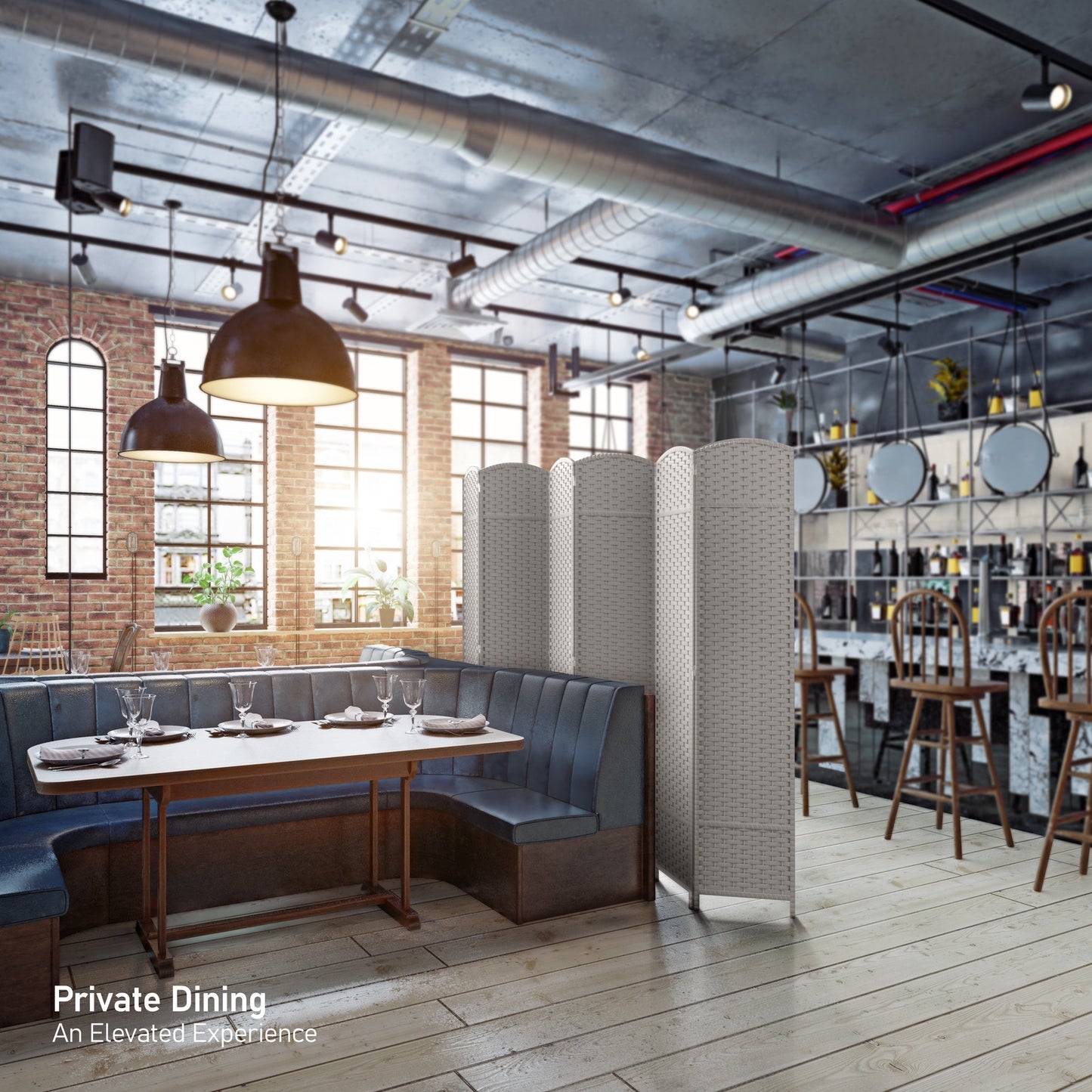 Divisorio per ambienti Sorbus a 6 pannelli, divisorio per la privacy alto, divisorio a parete pieghevole extra largo con doppia cerniera, intrecciato a mano - 6 piedi