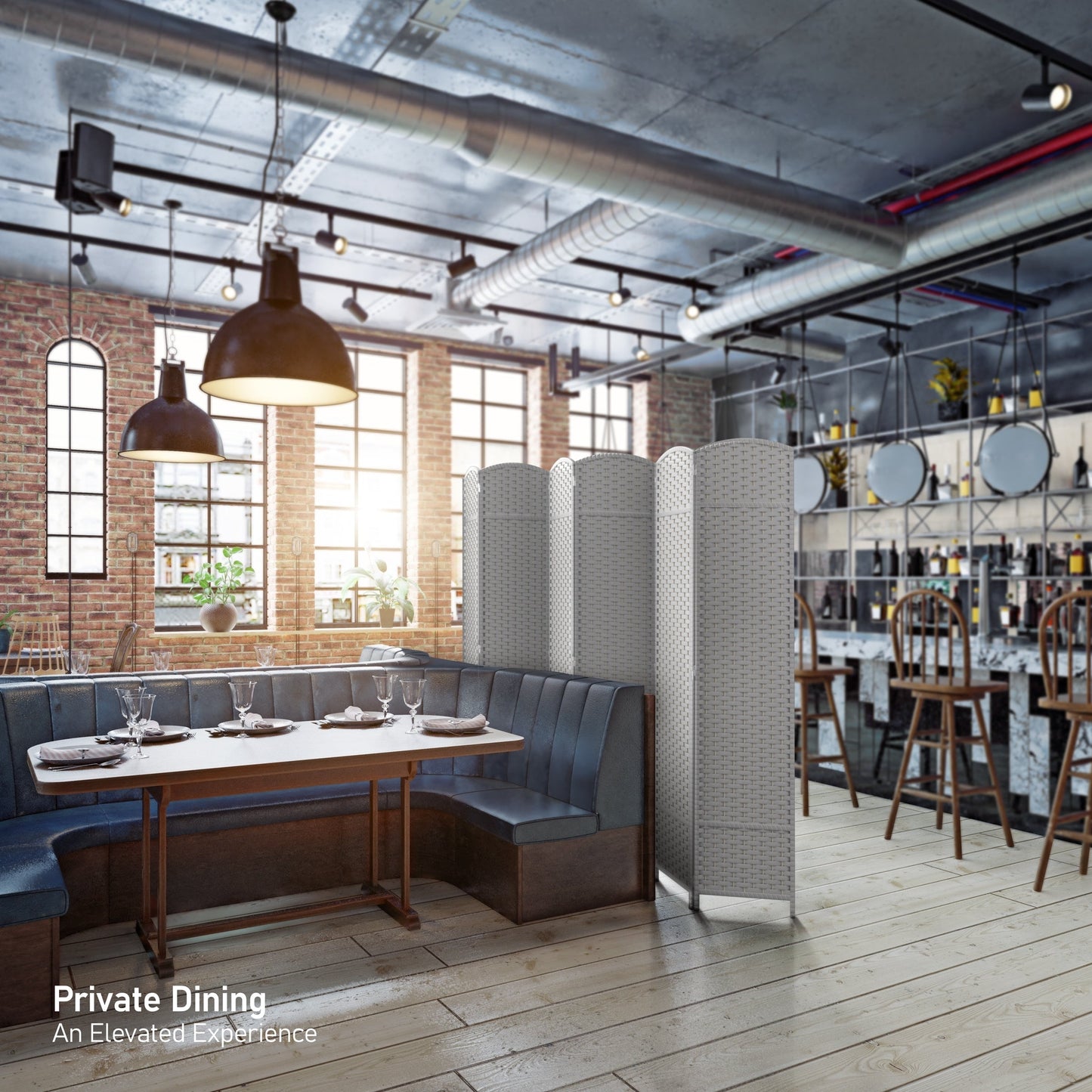 Divisorio per ambienti Sorbus a 6 pannelli, divisorio per la privacy alto, divisorio a parete pieghevole extra largo con doppia cerniera, intrecciato a mano - 6 piedi